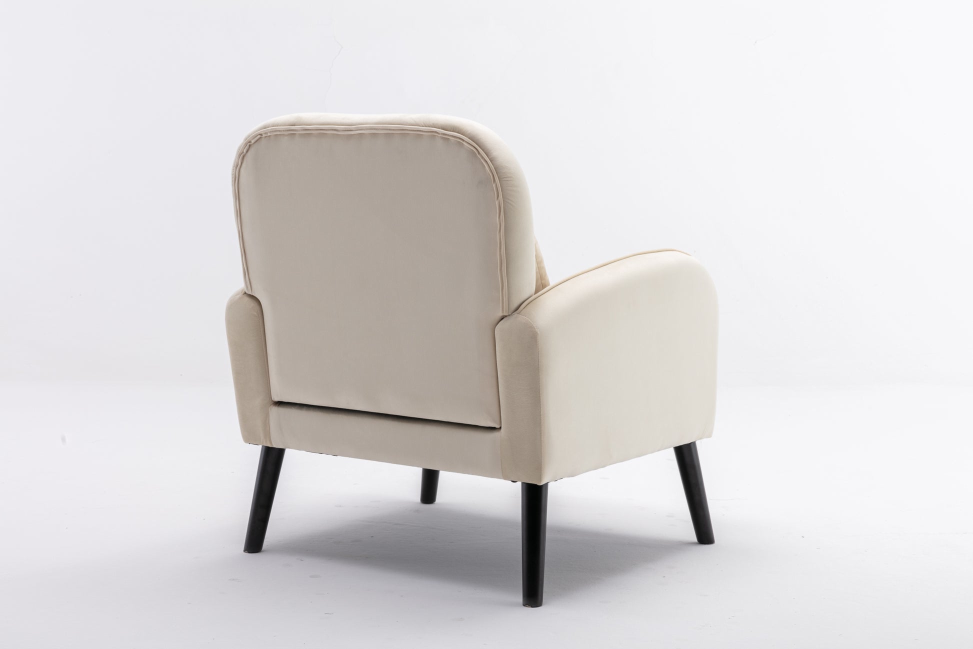 Accent Chair, Kd Solid Wood Legs With Black Painting. Fabric Cover The Seat. With A Cushion. Cream Foam Solid Wood