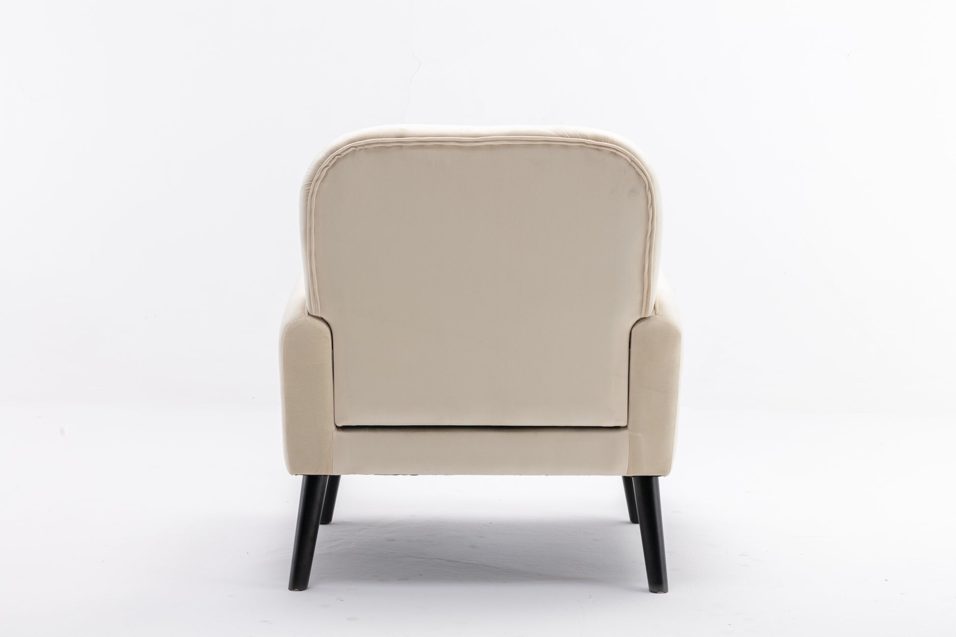 Accent Chair, Kd Solid Wood Legs With Black Painting. Fabric Cover The Seat. With A Cushion. Cream Foam Solid Wood