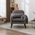 Accent Chair, Kd Solid Wood Legs With Black Painting. Fabric Cover The Seat. With A Cushion. Light Gray Foam Solid Wood