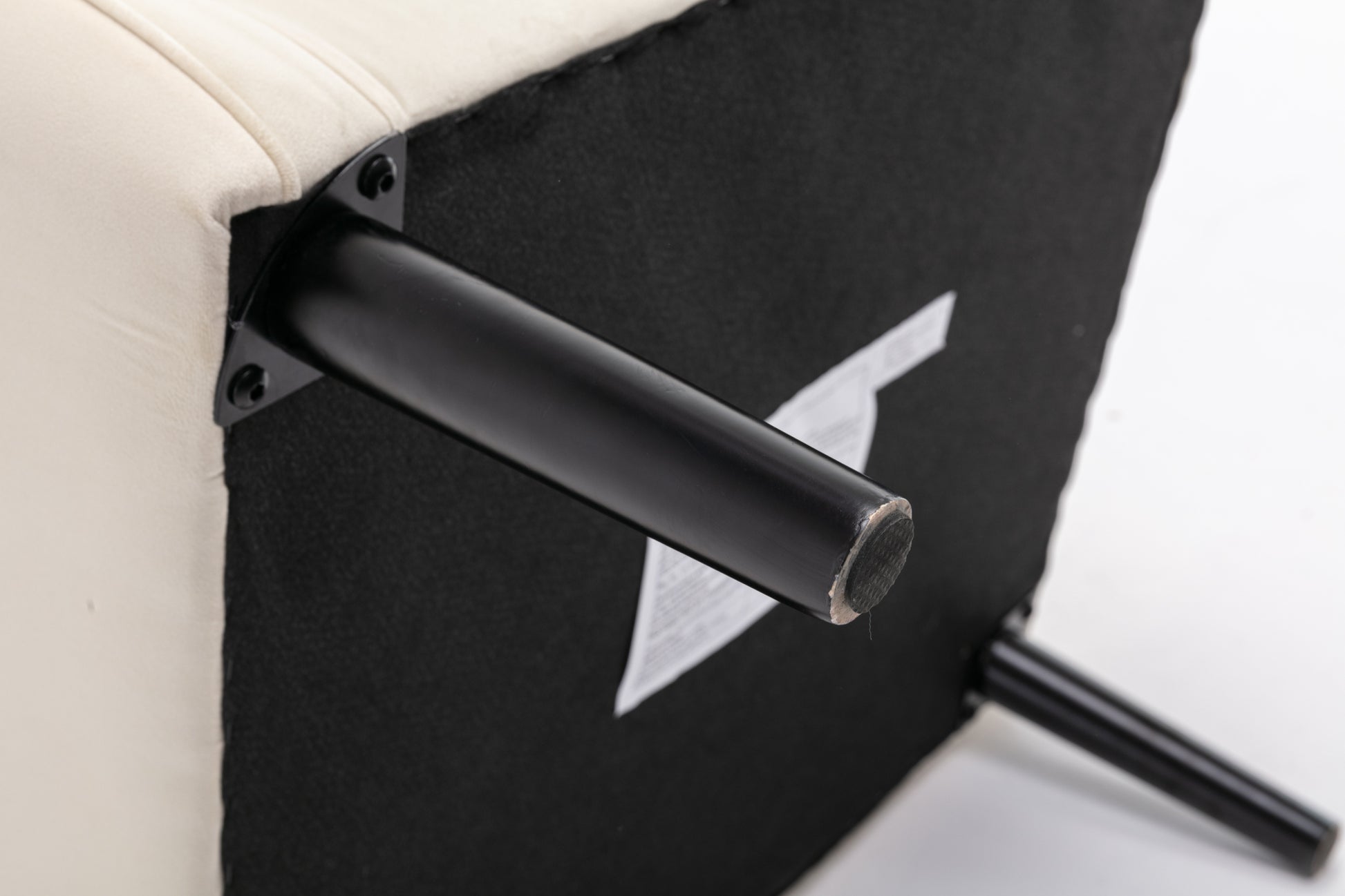 Accent Chair, Kd Solid Wood Legs With Black Painting. Fabric Cover The Seat. With A Cushion. Cream Foam Solid Wood