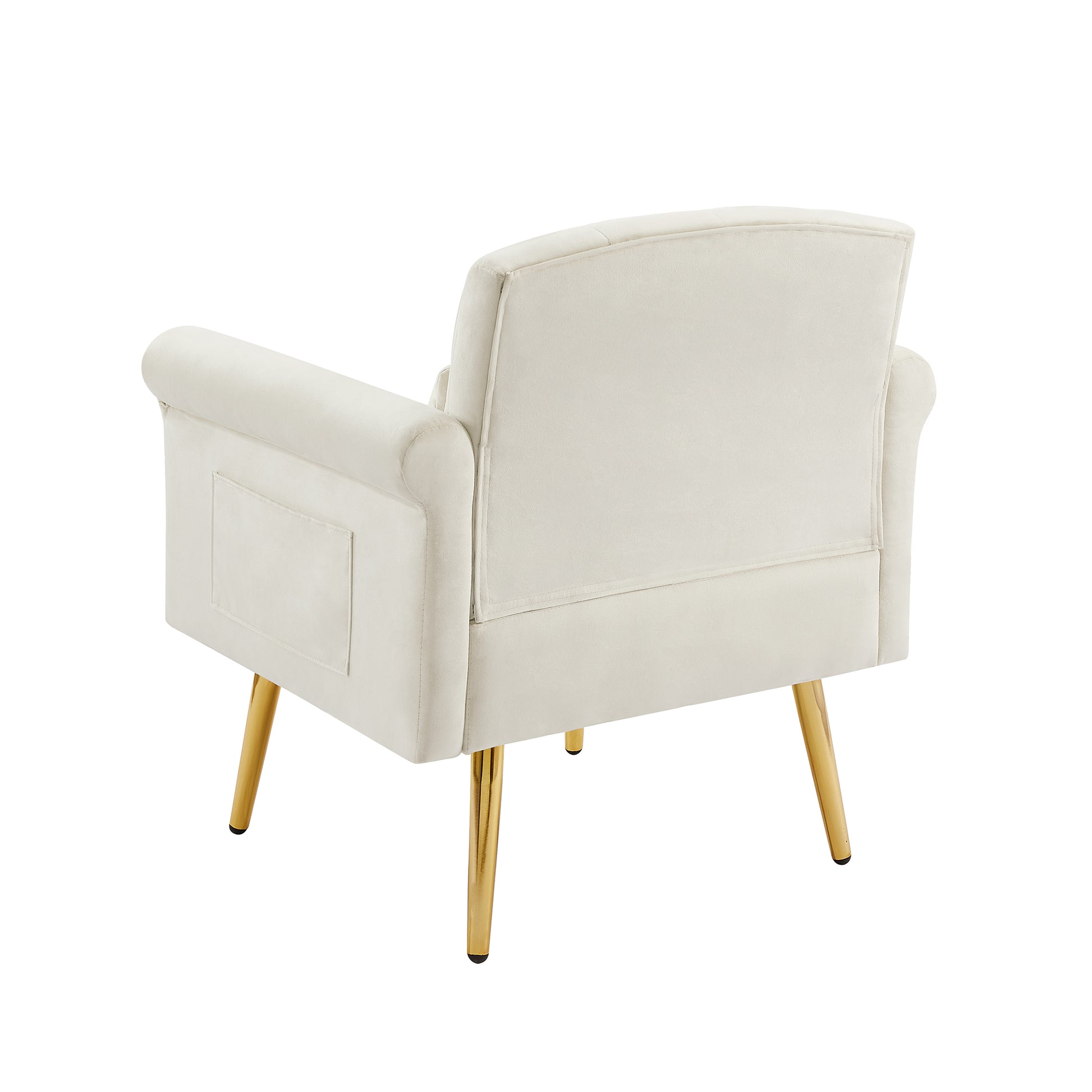 Off White Velvet Armchair With Metal Legs Off White Foam Velvet