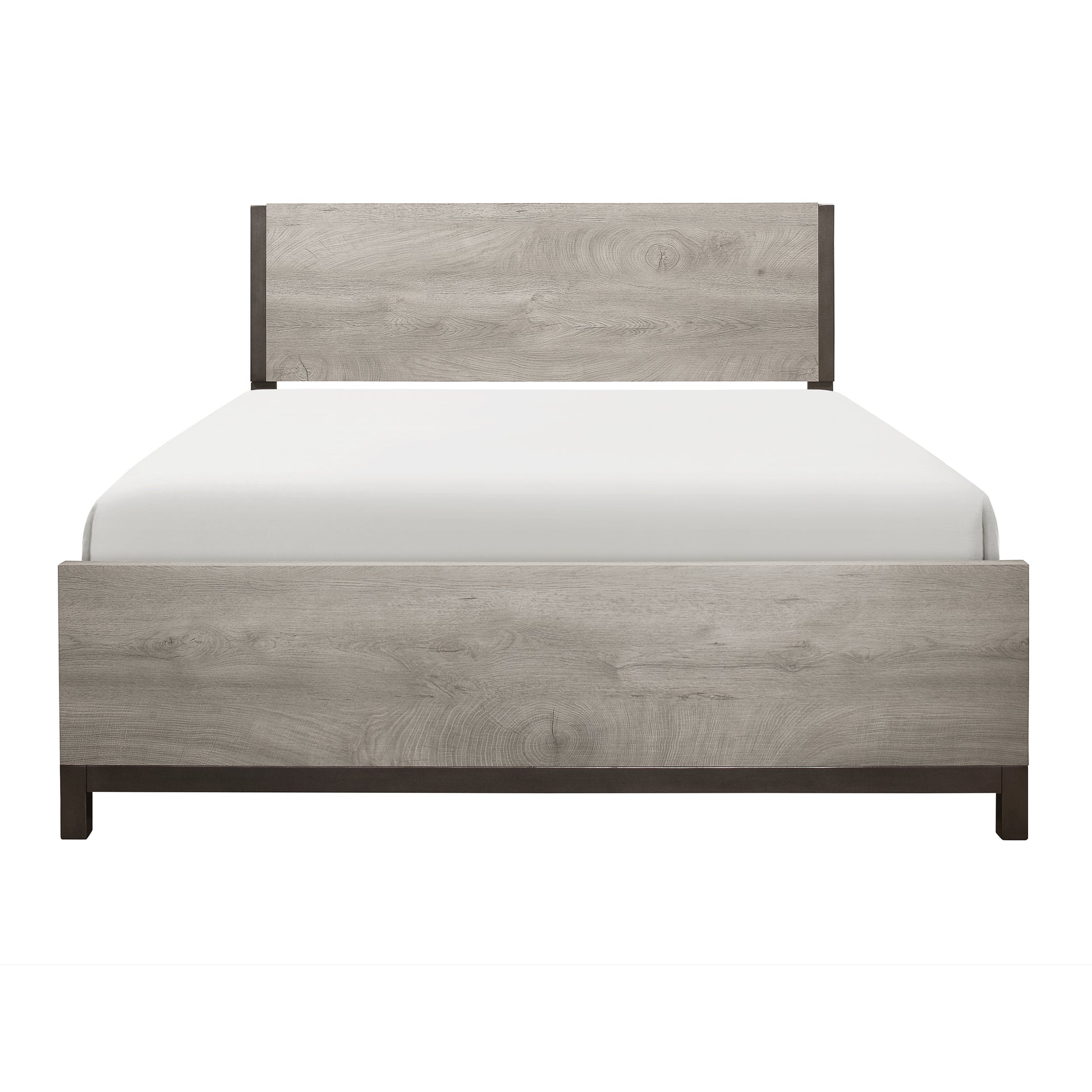 Attractive Light Gray Finish 1Pc Queen Size Bed Premium Melamine Board Wooden Stylish Bedroom Furniture Box Spring Required Queen Light Gray Bedroom Wood