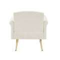 Off White Velvet Armchair With Metal Legs Off White Foam Velvet