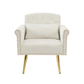 Off White Velvet Armchair With Metal Legs Off White Foam Velvet