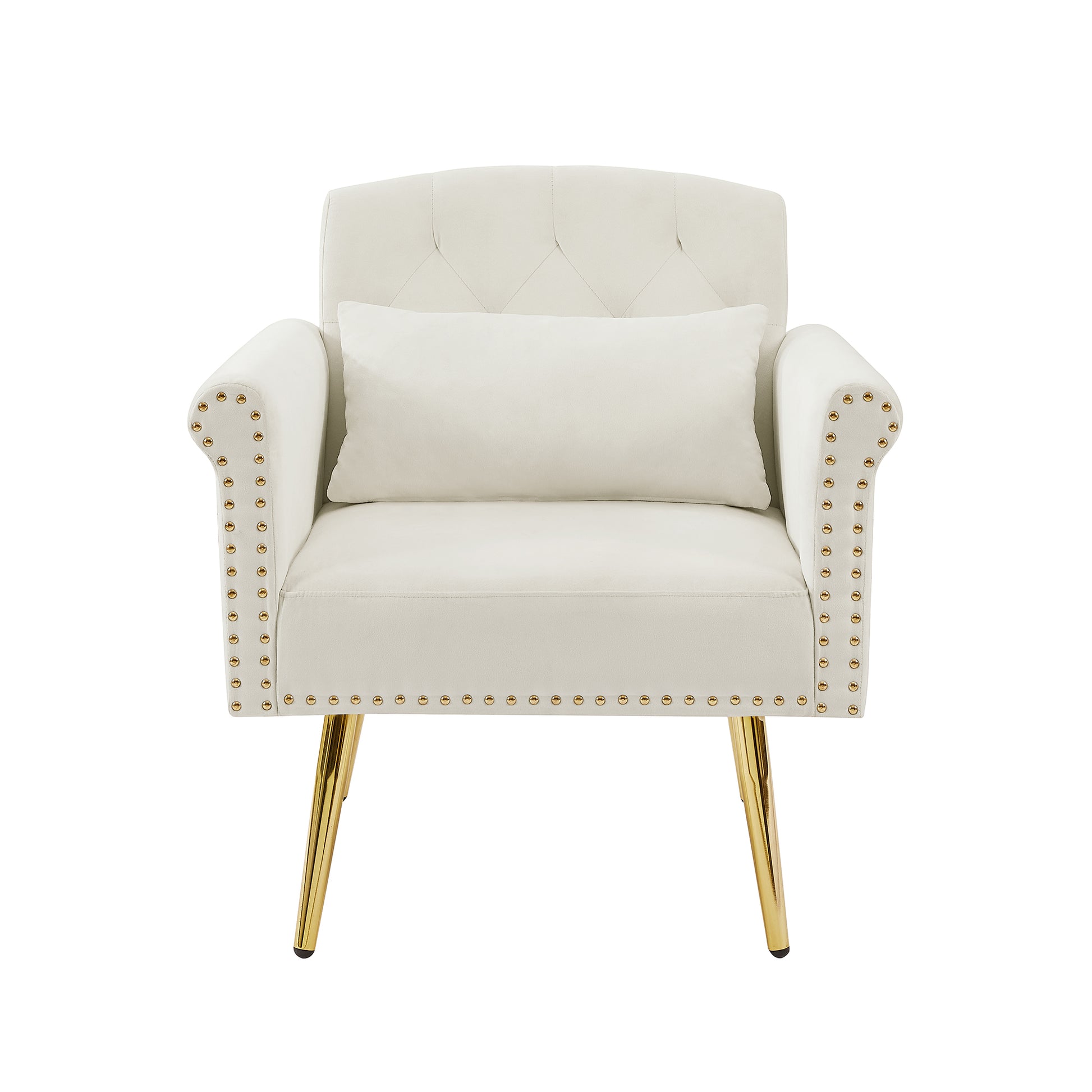 Off White Velvet Armchair With Metal Legs Off White Foam Velvet