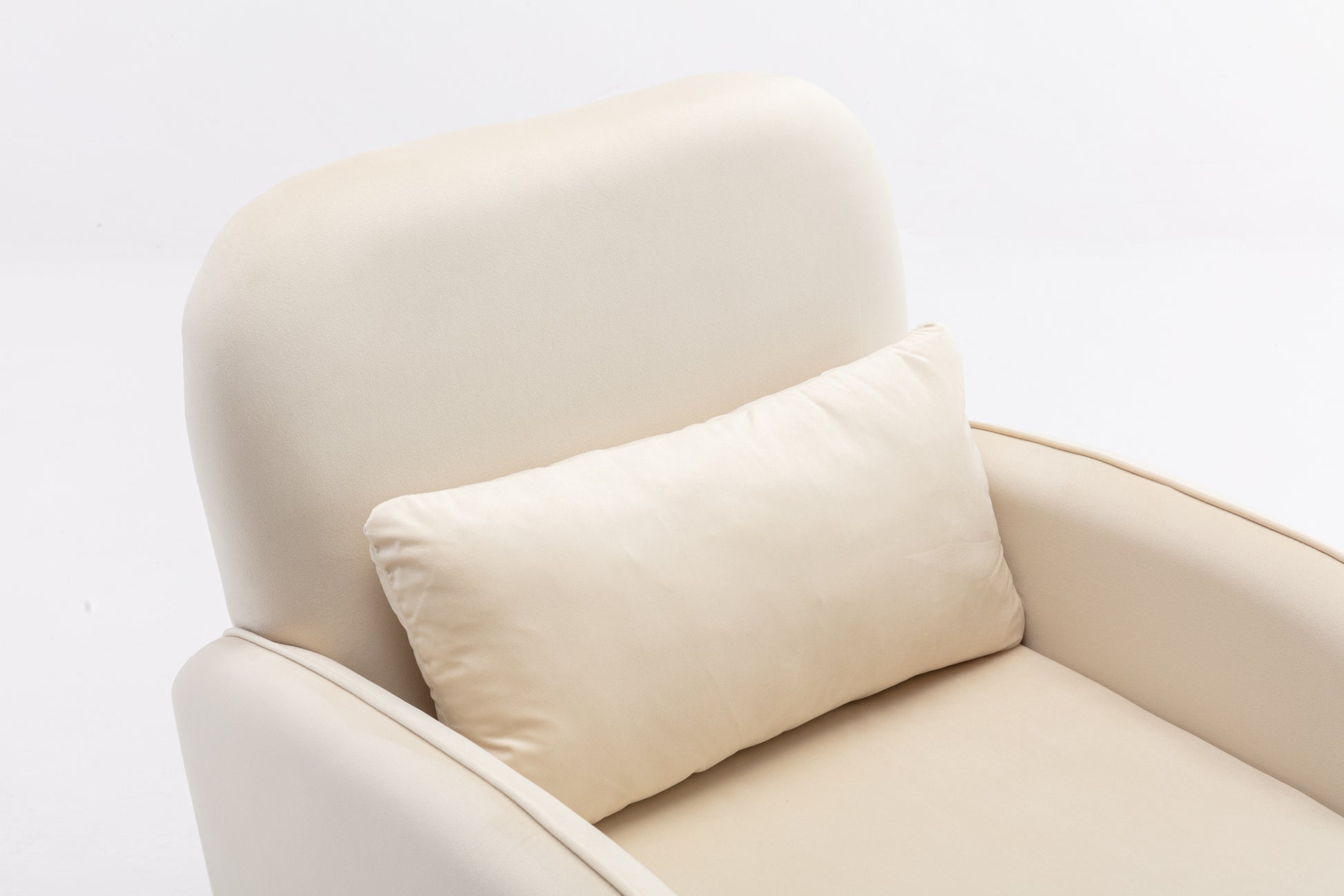 Accent Chair, Kd Solid Wood Legs With Black Painting. Fabric Cover The Seat. With A Cushion. Cream Foam Solid Wood