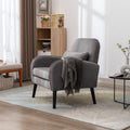 Accent Chair, Kd Solid Wood Legs With Black Painting. Fabric Cover The Seat. With A Cushion. Light Gray Foam Solid Wood