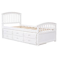 Twin Size Platform Storage Bed Solid Wood Bed With 6 Drawers,White Twin White Solid Wood