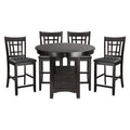 Traditional Design Dark Cherry Finish Counter Height Dining Set 5Pc Table W Extension Leaf And 4 Counter Height Chairs Brown Mix Seats 4 Dining Room Traditional Dining Table With Chair Solid Wood
