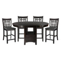 Traditional Design Dark Cherry Finish Counter Height Dining Set 5Pc Table W Extension Leaf And 4 Counter Height Chairs Brown Mix Seats 4 Dining Room Traditional Dining Table With Chair Solid Wood