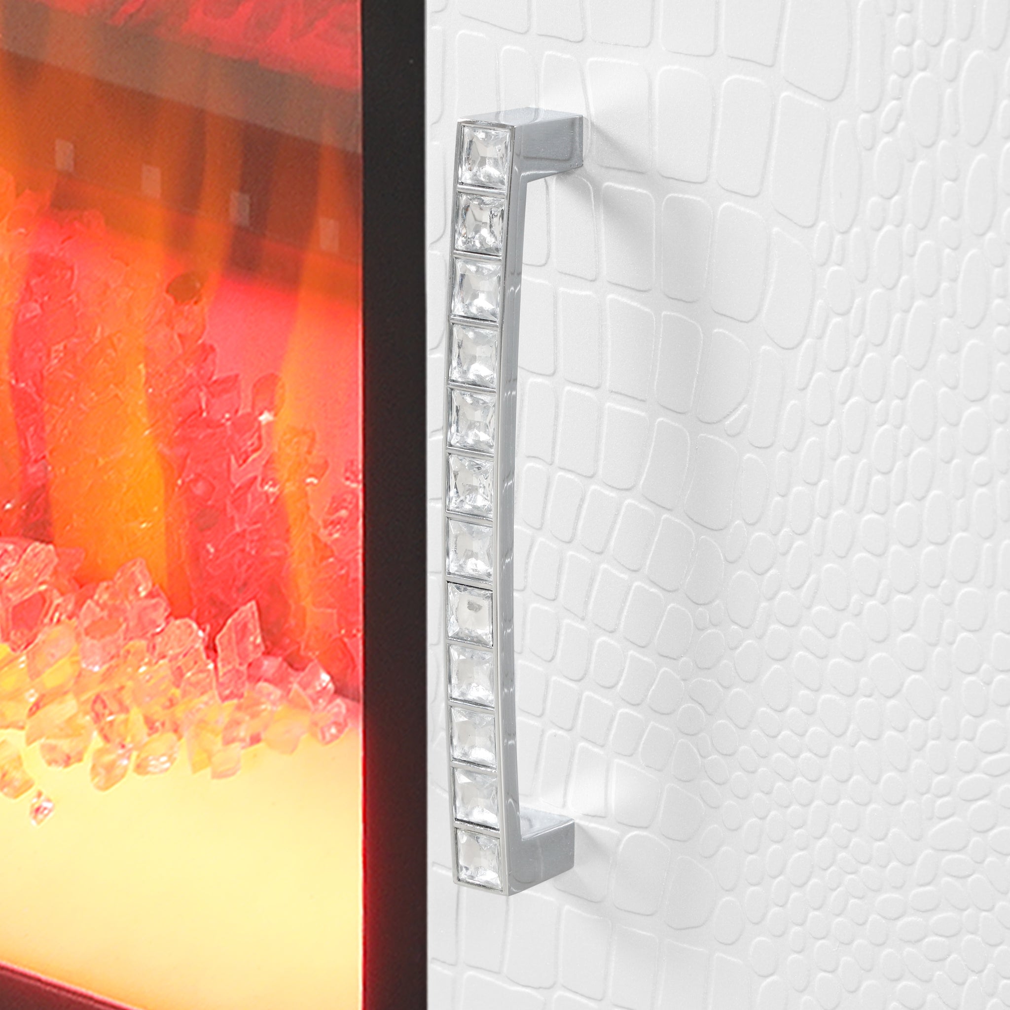 Sterling Tv Stand With Electric Fireplace In White White Solid Wood