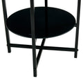 2 Piece Set Black Tempered Glass End Table, Round Coffee Table For Bedroom Living Room Office Black Glass