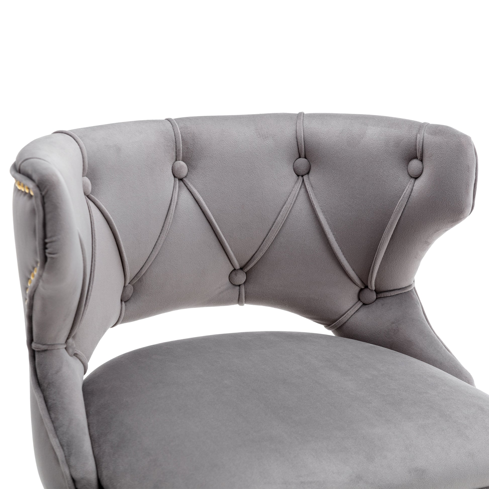 Bar Stools With Back And Footrest Counter Height Dining Chairs Velvet Grey 2Pcs Set Grey Upholstered