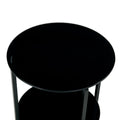 2 Piece Set Black Tempered Glass End Table, Round Coffee Table For Bedroom Living Room Office Black Glass