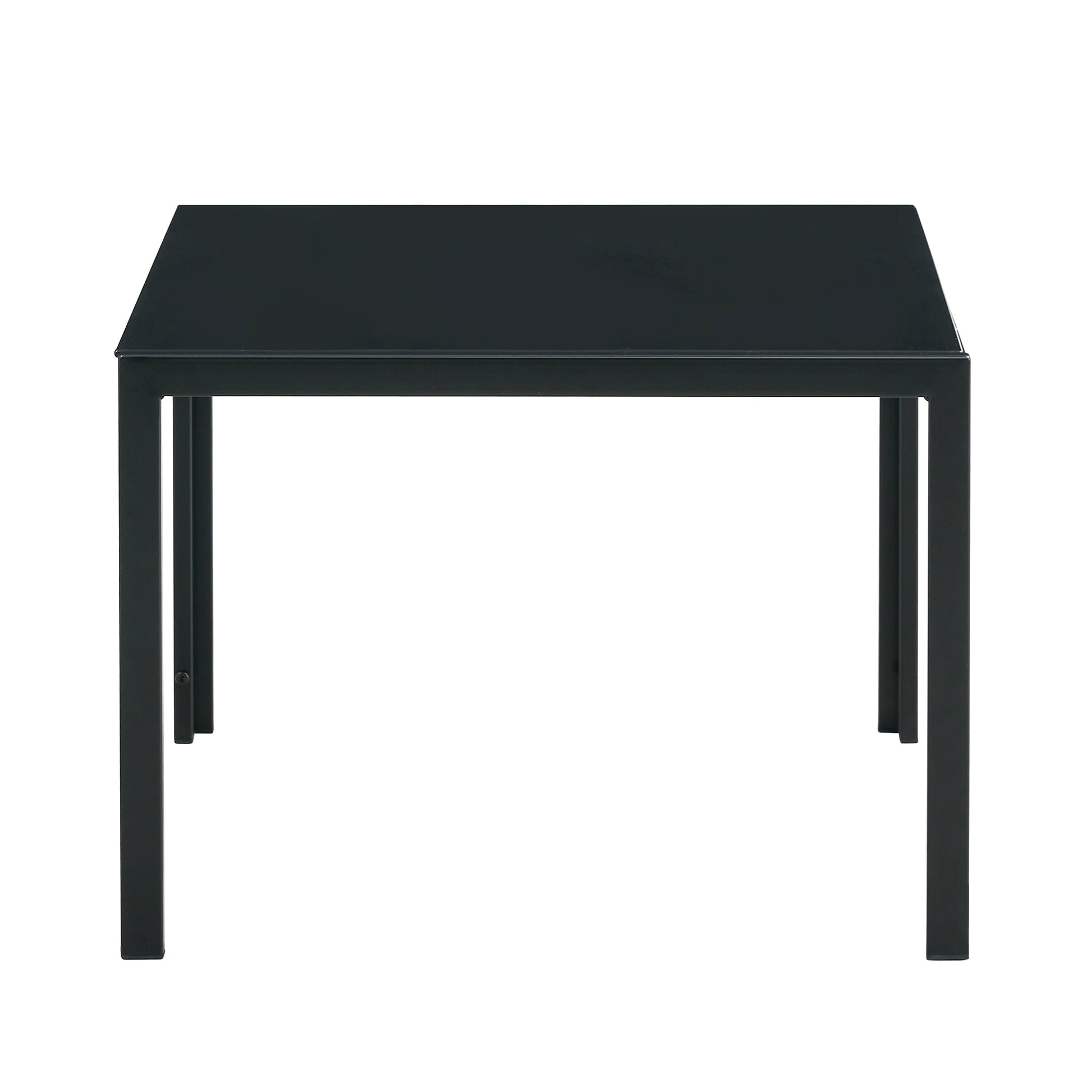 Nesting Coffee Table Set Of 2, Square Modern Stacking Table With Tempered Glass Finish For Living Room,Black Black Glass
