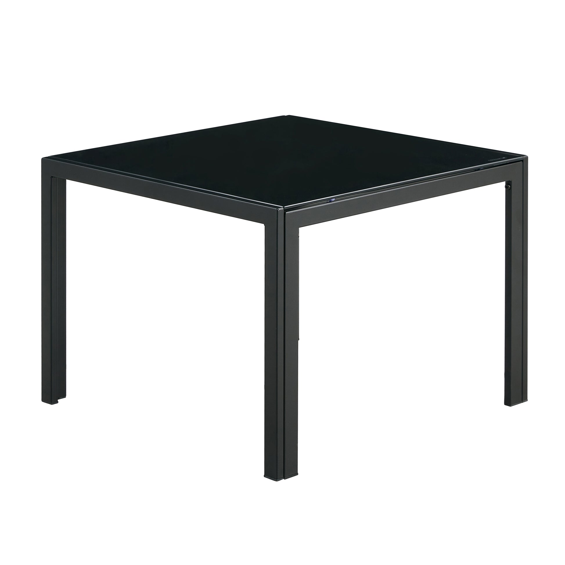 Nesting Coffee Table Set Of 2, Square Modern Stacking Table With Tempered Glass Finish For Living Room,Black Black Glass