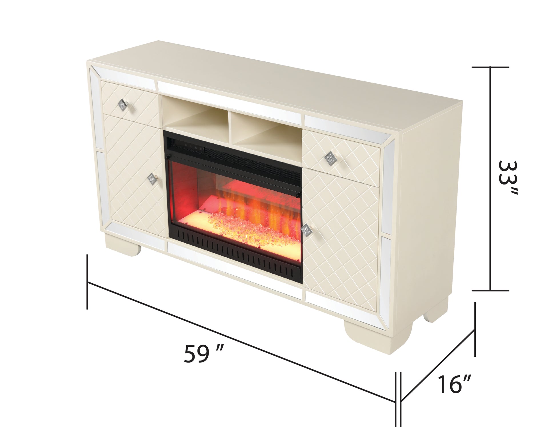Madison Tv Stand With Electric Fireplace In Beige Electric Beige Primary Living Space Contemporary,Modern Yes Solid Wood Mdf Wood Electric