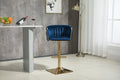 Coolmore Vintage Bar Stools With Back And Footrest Counter Height Dining Chairs 2Pc Set Navy Metal