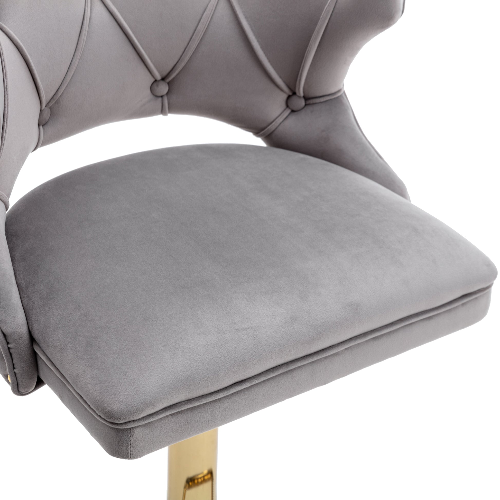 Bar Stools With Back And Footrest Counter Height Dining Chairs Velvet Grey 2Pcs Set Grey Upholstered