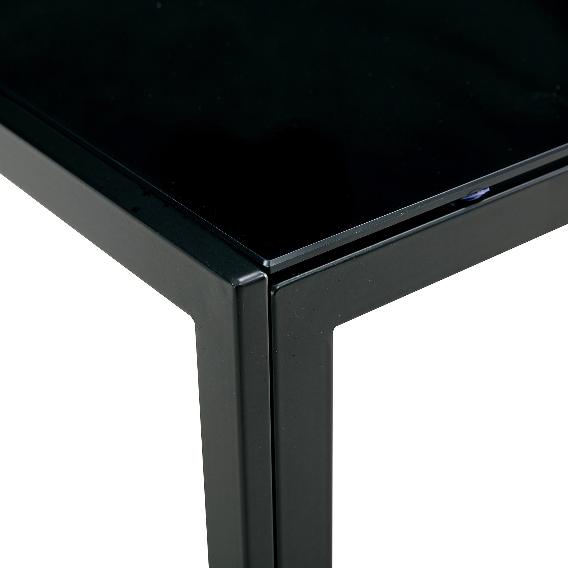 Nesting Coffee Table Set Of 2, Square Modern Stacking Table With Tempered Glass Finish For Living Room,Black Black Glass