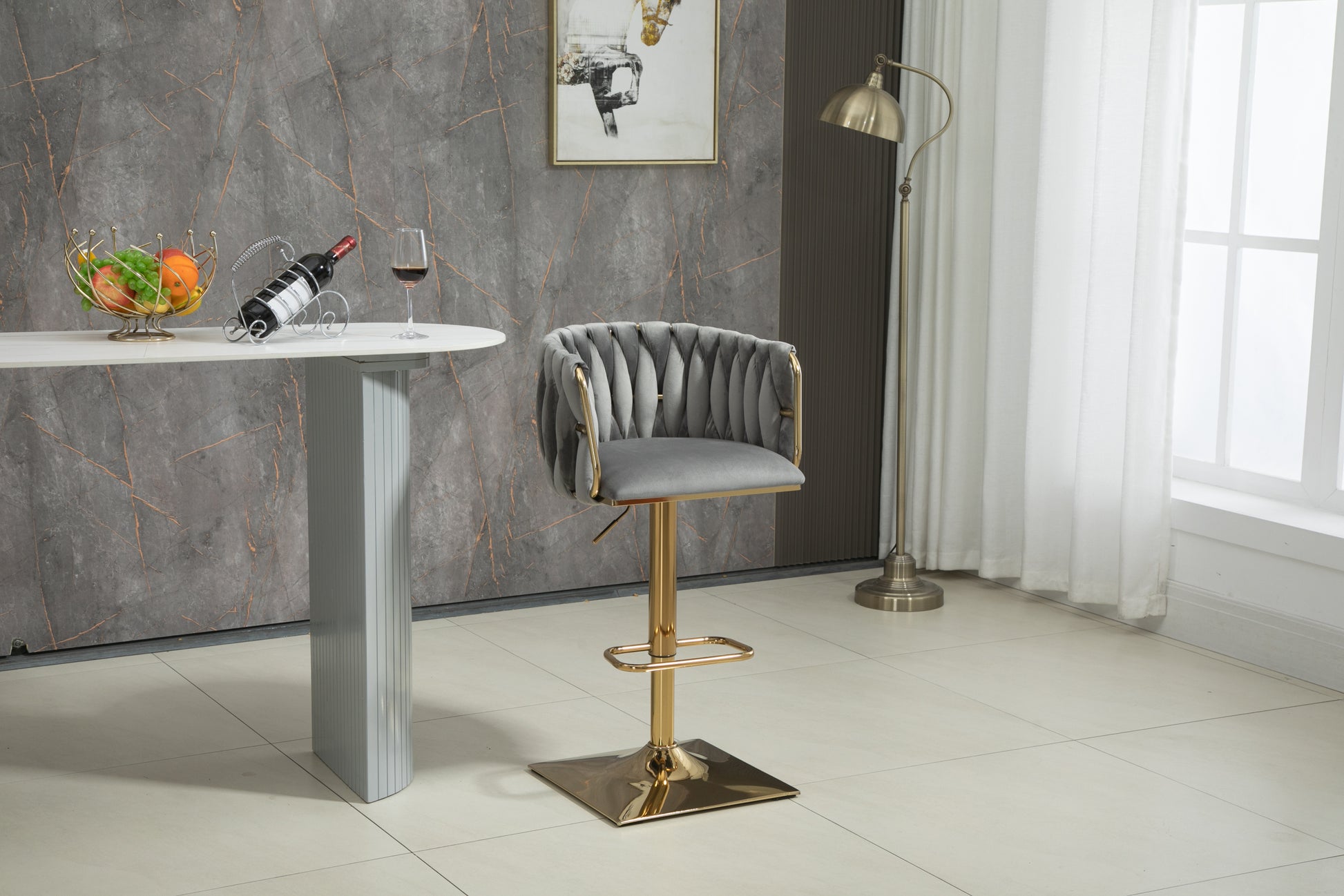 Coolmore Vintage Bar Stools With Back And Footrest Counter Height Dining Chairs 2Pc Set Grey Metal