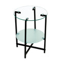 2 Piece Set Clear Tempered Glass End Table, Round Coffee Table For Bedroom Living Room Office Transparent Glass