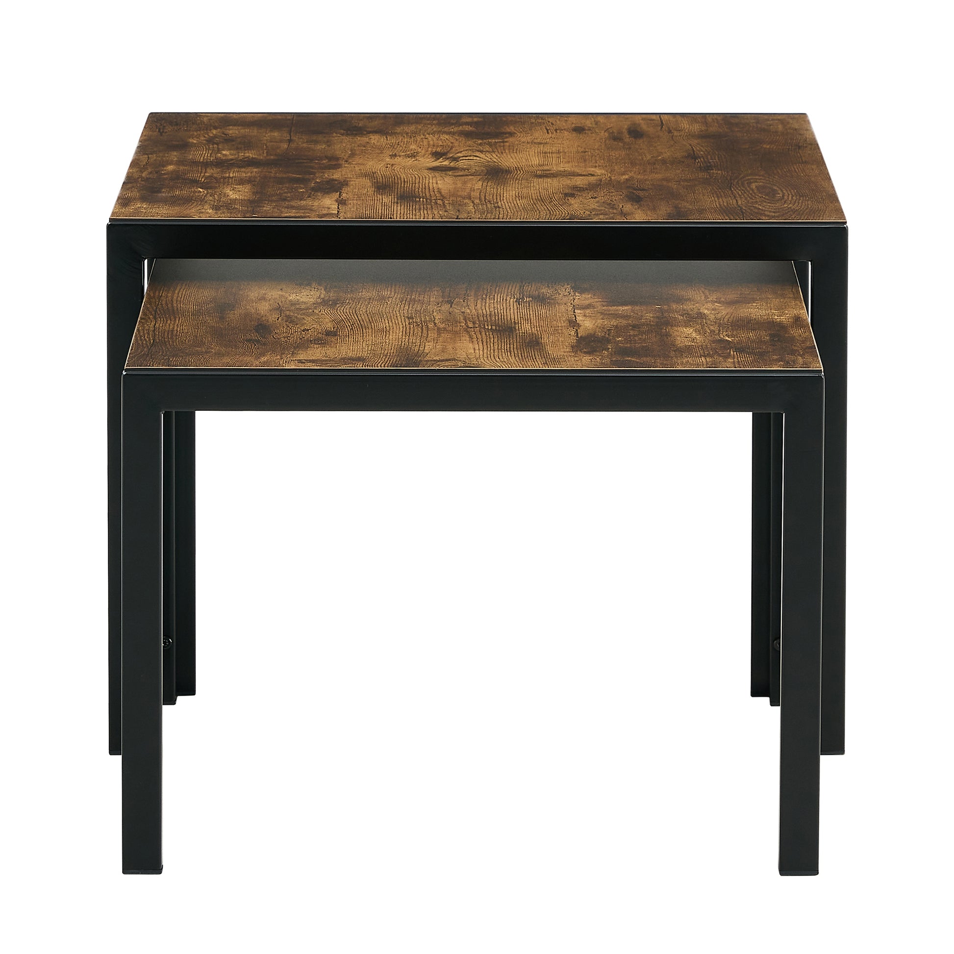 Nesting Coffee Table Set Of 2, Square Modern Stacking Table With Wood Finish For Living Room,Rustic Brown Rustic Brown Mdf