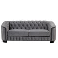 Modern 3 Piece Sofa Sets With Rubber Wood Legs,Velvet Upholstered Couches Sets Including Three Seat Sofa, Loveseat And Single Chair For Living Room Furniture Set,Gray Gray Foam Velvet