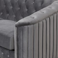 Modern 3 Piece Sofa Sets With Rubber Wood Legs,Velvet Upholstered Couches Sets Including Three Seat Sofa, Loveseat And Single Chair For Living Room Furniture Set,Gray Gray Foam Velvet