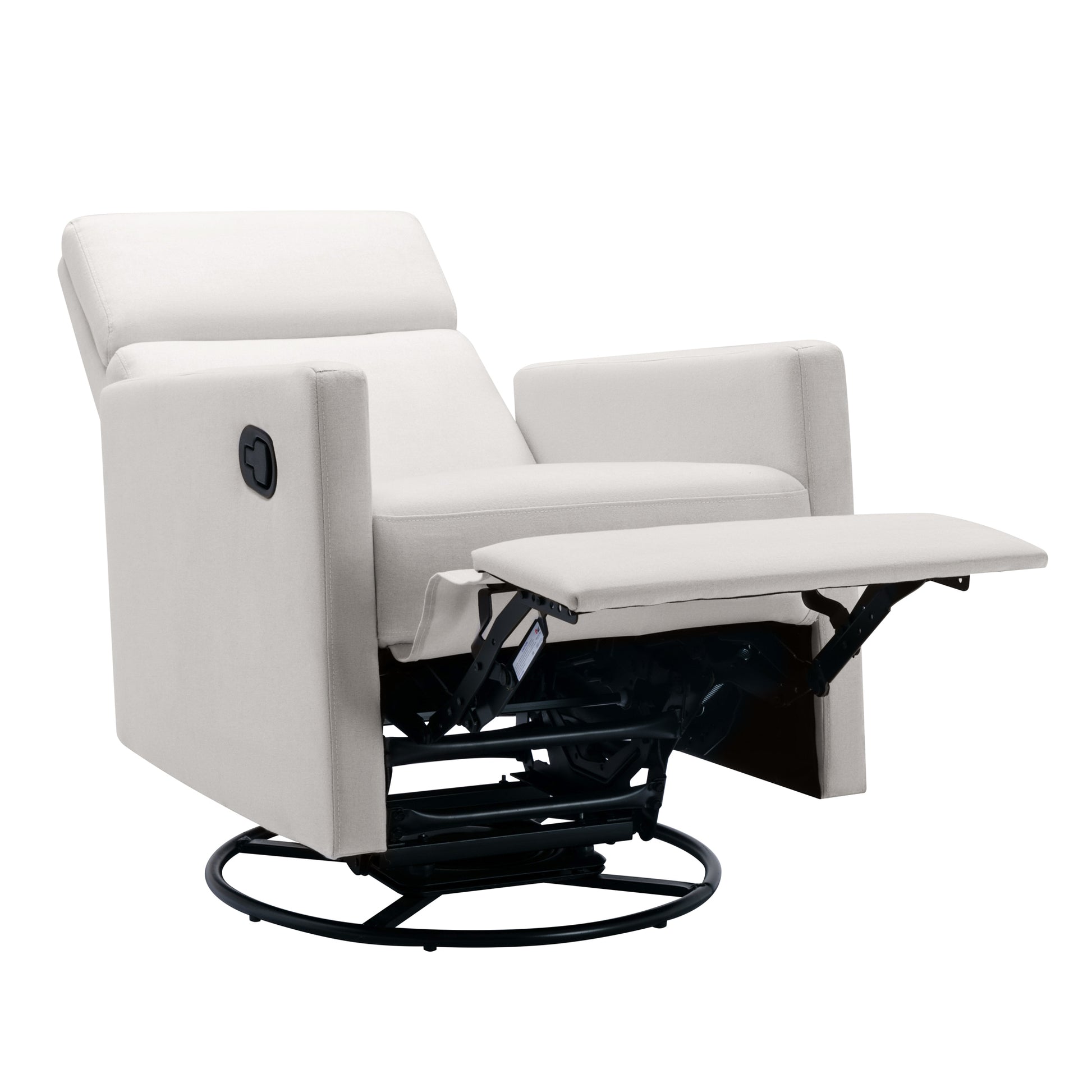 Modern Upholstered Rocker Nursery Chair Plush Seating Glider Swivel Recliner Chair, Beige Beige Linen