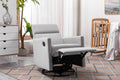 Modern Upholstered Rocker Nursery Chair Plush Seating Glider Swivel Recliner Chair, Gray Gray Linen