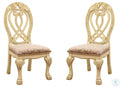 Formal Majestic Traditional Dining Chairs Vintage White Solid Wood Fabric Seat Intricate Carved Details Set Of 2 Side Chairs Antique White Dining Room Classic,Luxury,Traditional Solid Wood
