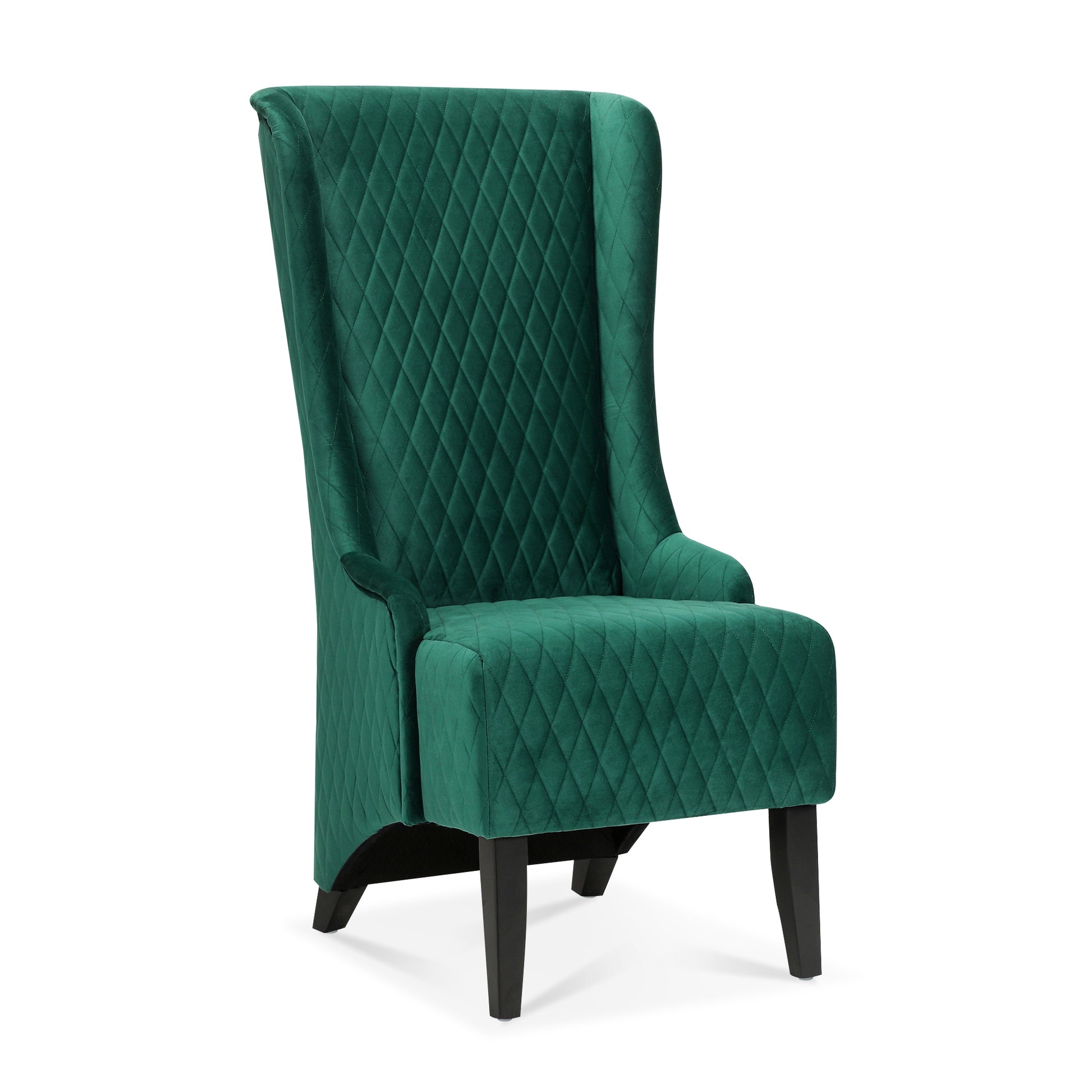 23.03" Wide High Back Velvet Accent Chair, Comfy High Wingback Chair, Living Room Chair With Soft Padded & Wooden Legs, Modern Side Chair For Living Room, Bedroom, Green Retro Green Fabric