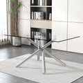 Large Modern Minimalist Rectangular Glass Dining Table For 4 8 People With 0.39