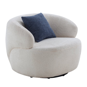 Swivel Barrel Chair Living Room, Single Chair For Small Space Comfy Round Sofa Chair Boucle Accent Chair Circle Sherpa, Arm Chair Reading Room Chair Lounge Chair Bedroom Club Beige Beige Upholstered