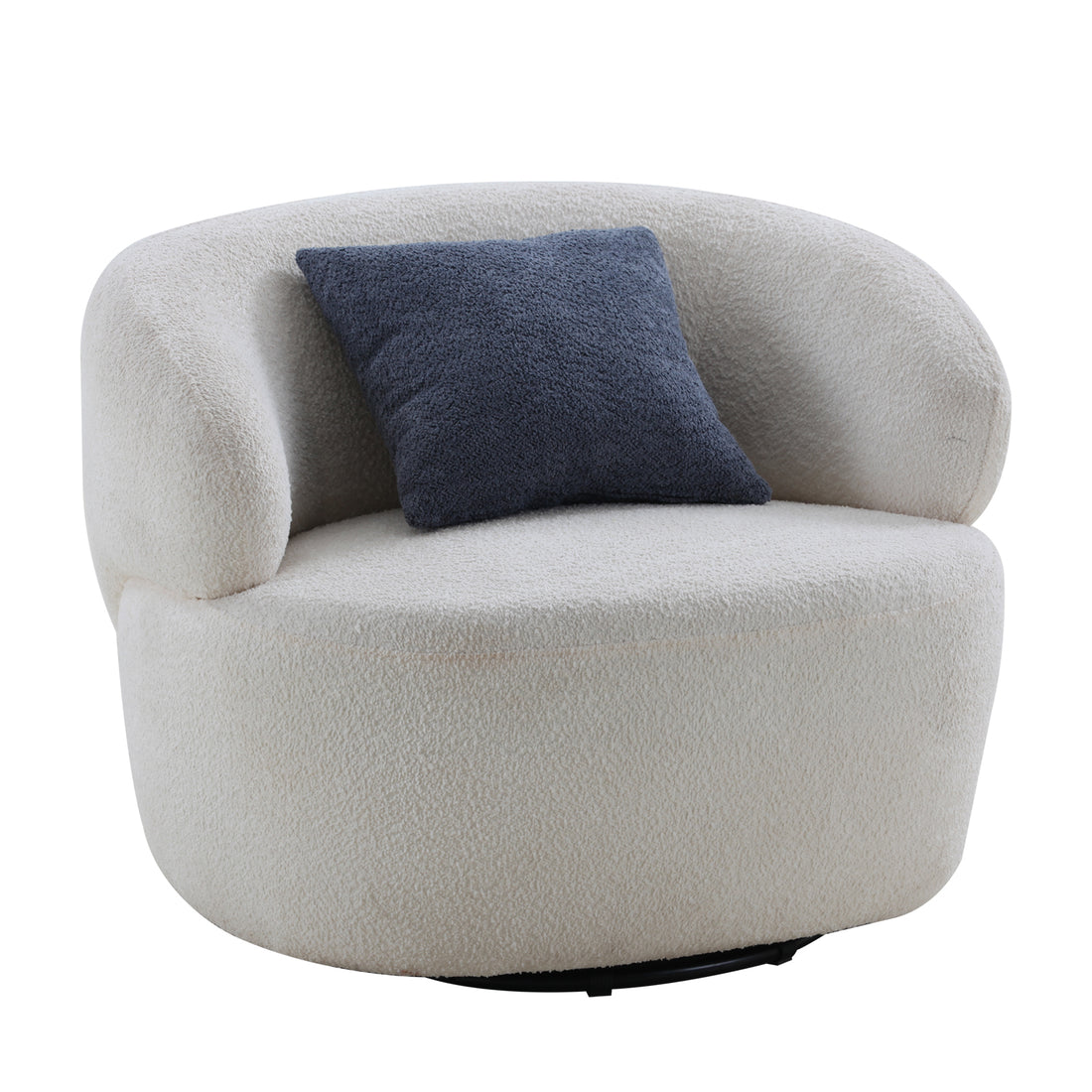 Swivel Barrel Chair Living Room, Single Chair For Small Space Comfy Round Sofa Chair Boucle Accent Chair Circle Sherpa, Arm Chair Reading Room Chair Lounge Chair Bedroom Club White Upholstered 1 Seat