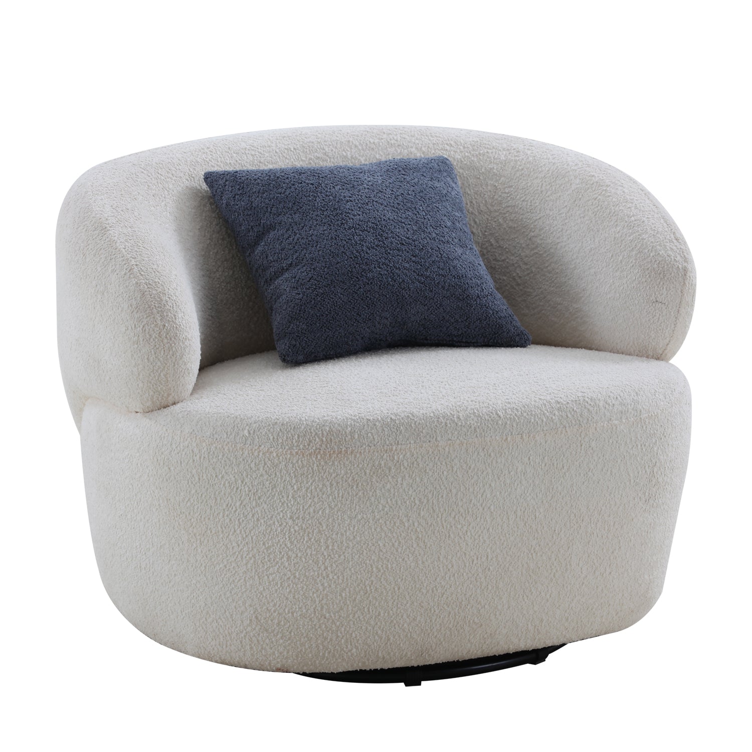 Swivel Barrel Chair Living Room, Single Chair For Small Space Comfy Round Sofa Chair Boucle Accent Chair Circle Sherpa, Arm Chair Reading Room Chair Lounge Chair Bedroom Club White Upholstered 1 Seat
