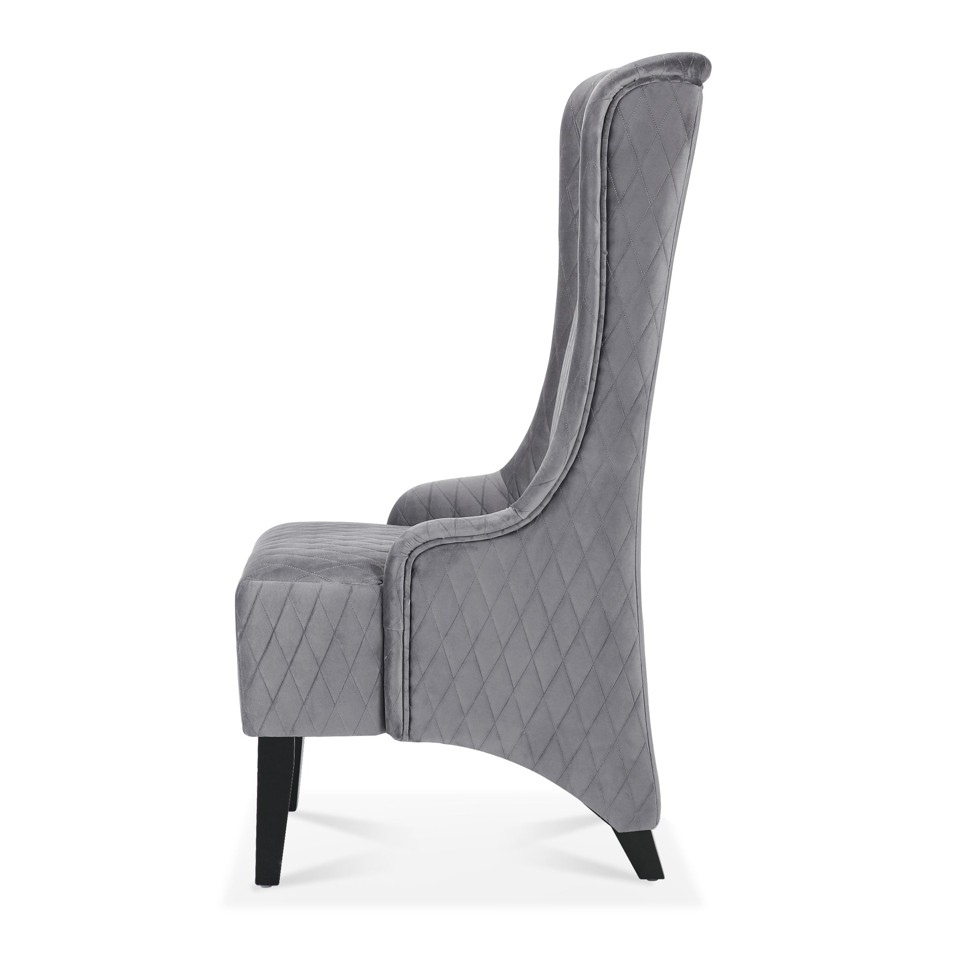 23.03" Wide High Back Velvet Accent Chair, Comfy High Wingback Chair, Living Room Chair With Soft Padded & Wooden Legs, Modern Side Chair For Living Room, Bedroom, Grey Gray Fabric