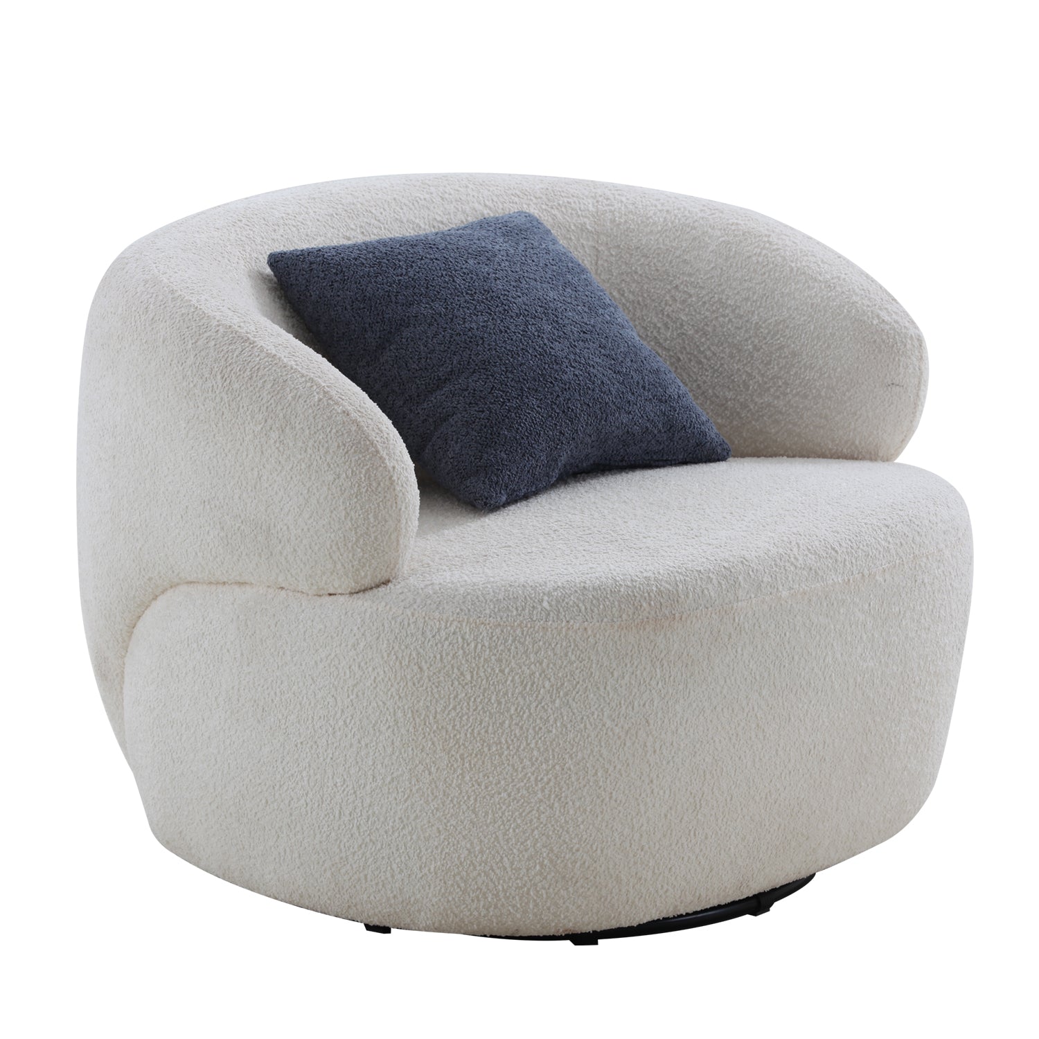 Swivel Barrel Chair Living Room, Single Chair For Small Space Comfy Round Sofa Chair Boucle Accent Chair Circle Sherpa, Arm Chair Reading Room Chair Lounge Chair Bedroom Club White Upholstered 1 Seat