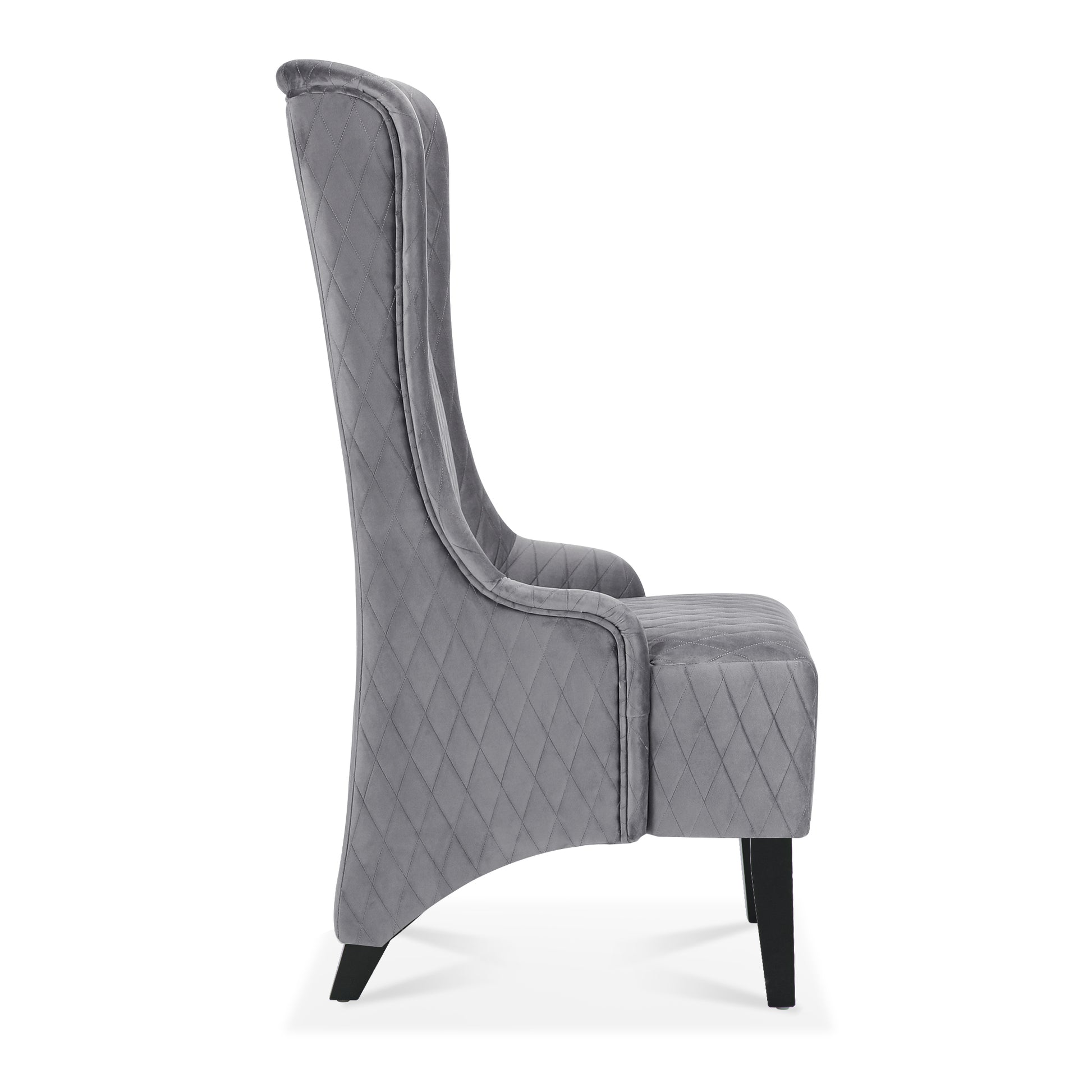 23.03" Wide High Back Velvet Accent Chair, Comfy High Wingback Chair, Living Room Chair With Soft Padded & Wooden Legs, Modern Side Chair For Living Room, Bedroom, Grey Gray Fabric
