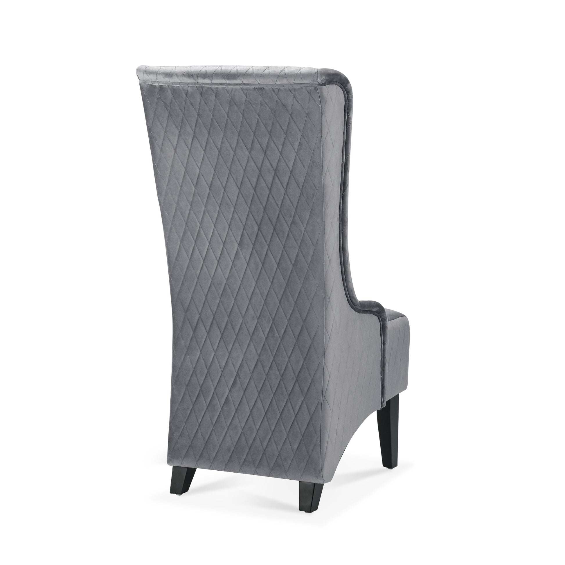 23.03" Wide High Back Velvet Accent Chair, Comfy High Wingback Chair, Living Room Chair With Soft Padded & Wooden Legs, Modern Side Chair For Living Room, Bedroom, Grey Gray Fabric