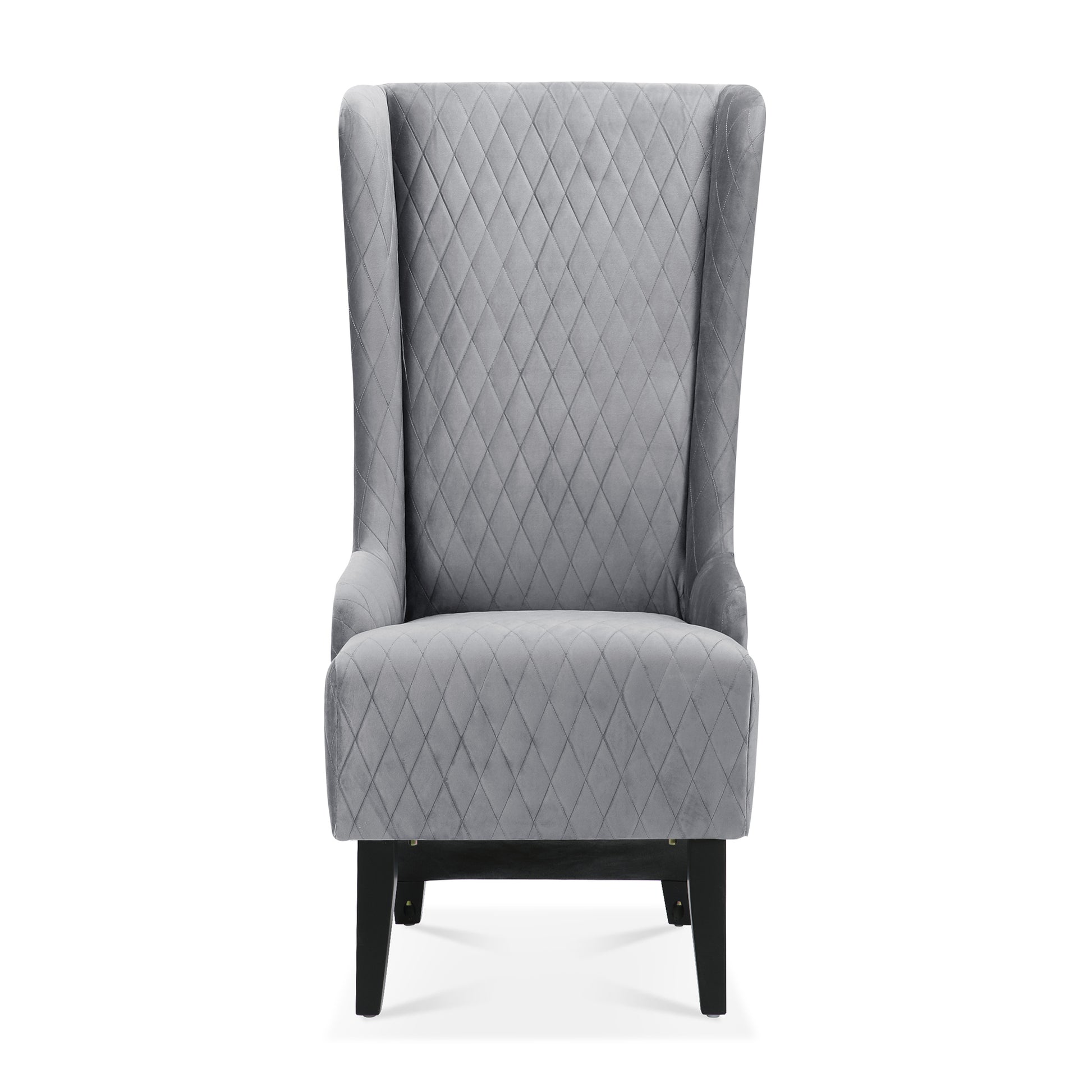 23.03" Wide High Back Velvet Accent Chair, Comfy High Wingback Chair, Living Room Chair With Soft Padded & Wooden Legs, Modern Side Chair For Living Room, Bedroom, Grey Gray Fabric
