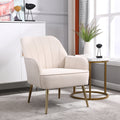 Modern Mid Century Chair Velvet Sherpa Armchair For Living Room Bedroom Office Easy Assemble Beige Beige Foam Velvet