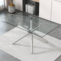 Large Modern Minimalist Rectangular Glass Dining Table For 4 8 People With 0.39