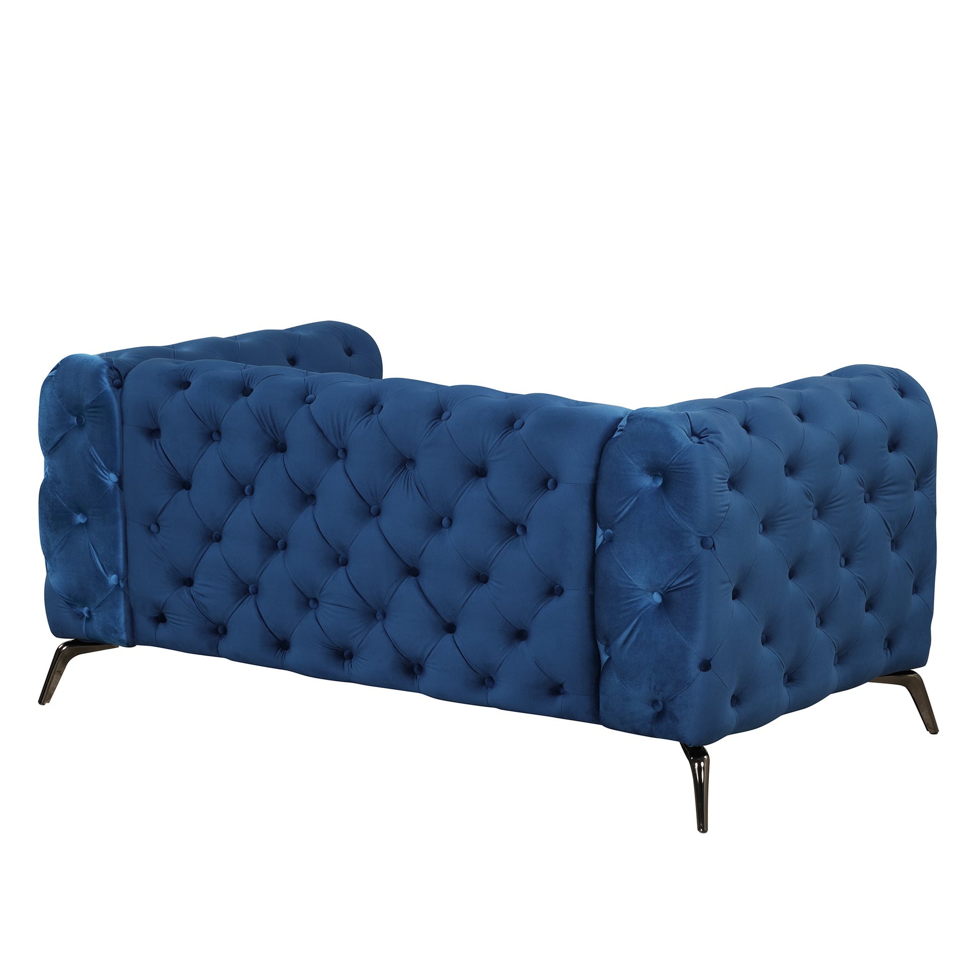 63" Velvet Upholstered Loveseat Sofa,Modern Loveseat Sofa With Button Tufted Back,2 Person Loveseat Sofa Couch For Living Room,Bedroom,Or Small Space,Blue Blue Foam Velvet