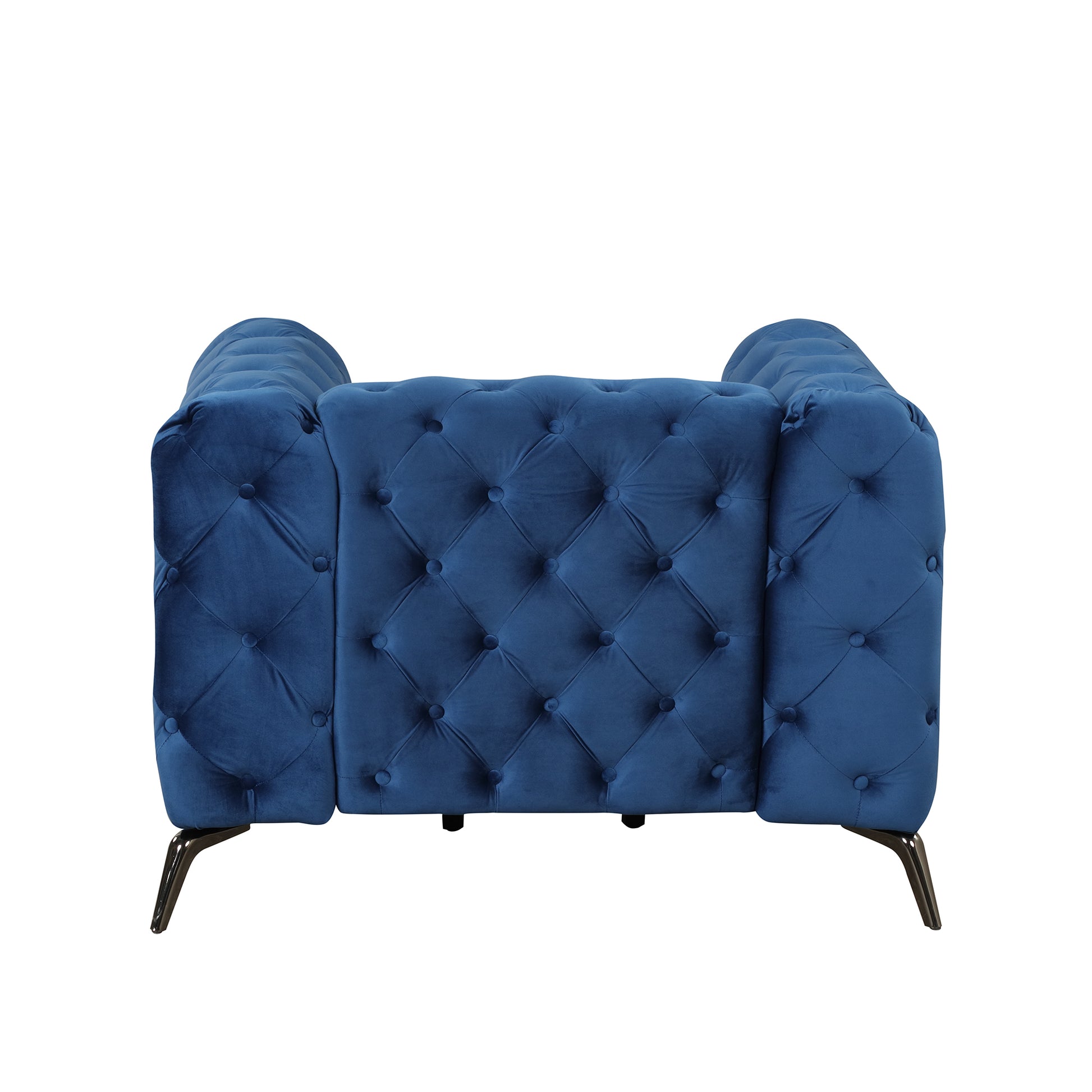 40.5" Velvet Upholstered Accent Sofa,Modern Single Sofa Chair With Button Tufted Back,Modern Single Couch For Living Room,Bedroom,Or Small Space,Blue Blue Foam Velvet