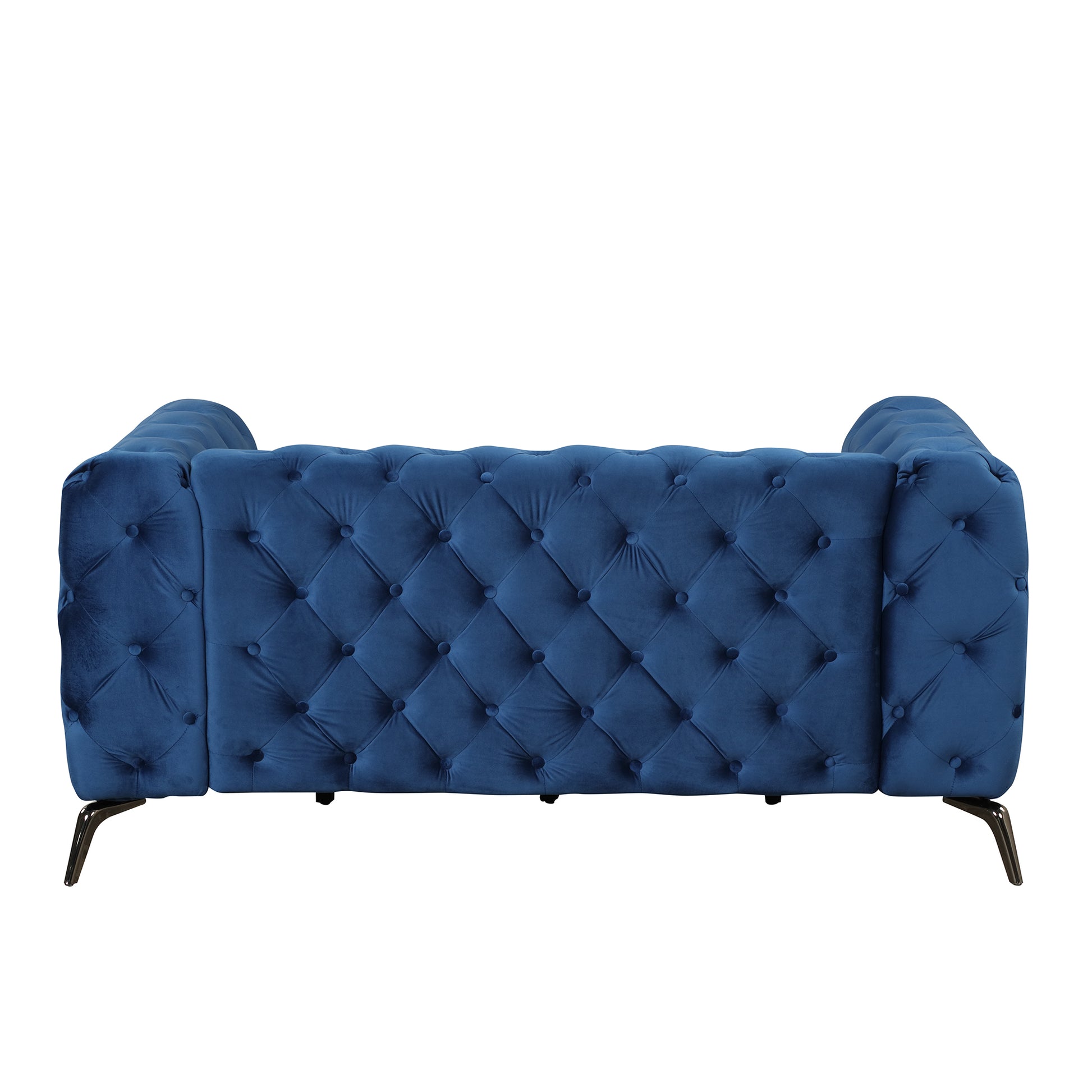 63" Velvet Upholstered Loveseat Sofa,Modern Loveseat Sofa With Button Tufted Back,2 Person Loveseat Sofa Couch For Living Room,Bedroom,Or Small Space,Blue Blue Foam Velvet