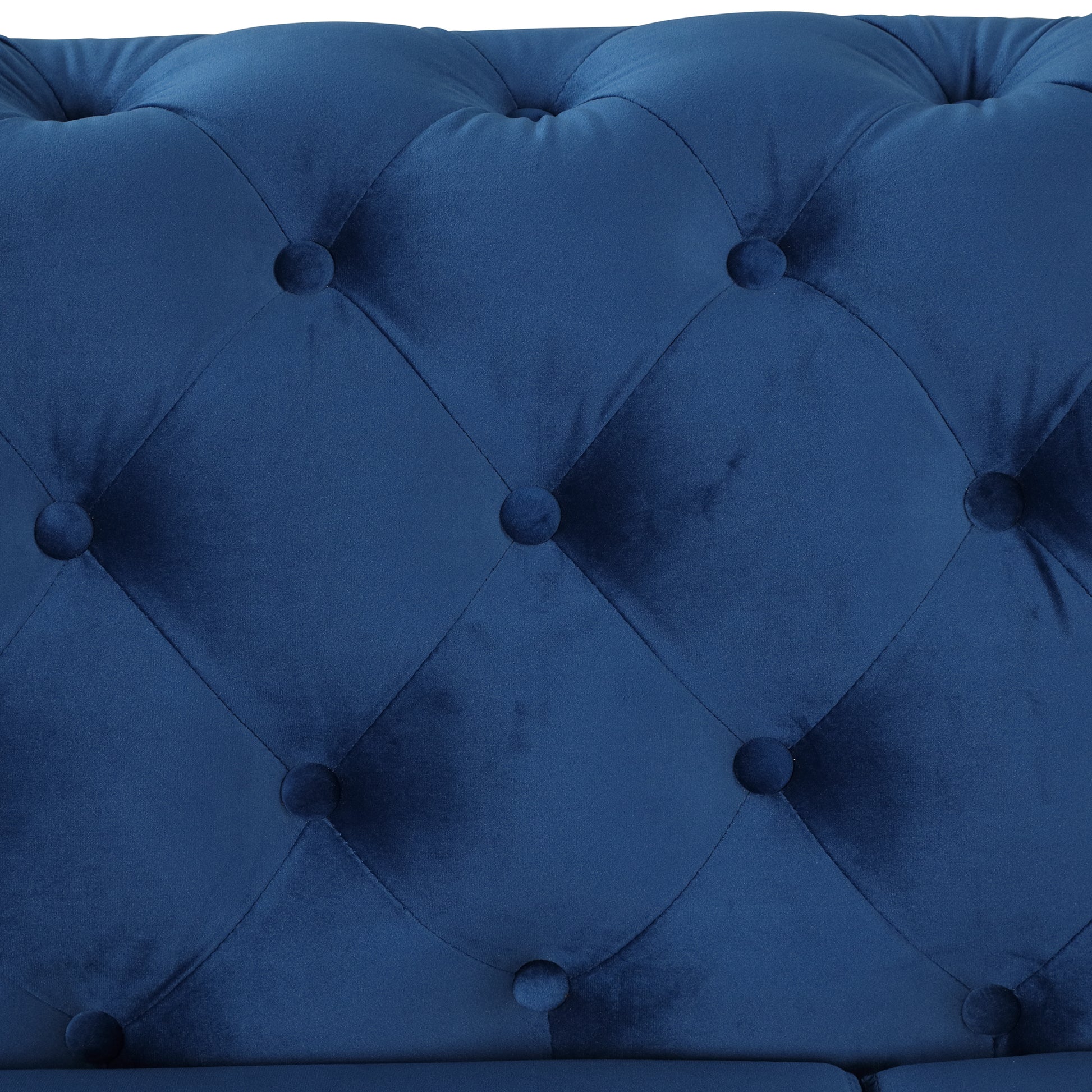 40.5" Velvet Upholstered Accent Sofa,Modern Single Sofa Chair With Button Tufted Back,Modern Single Couch For Living Room,Bedroom,Or Small Space,Blue Blue Foam Velvet