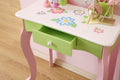 Layla Girls Flower Vanity Set With Stool Green Mdf