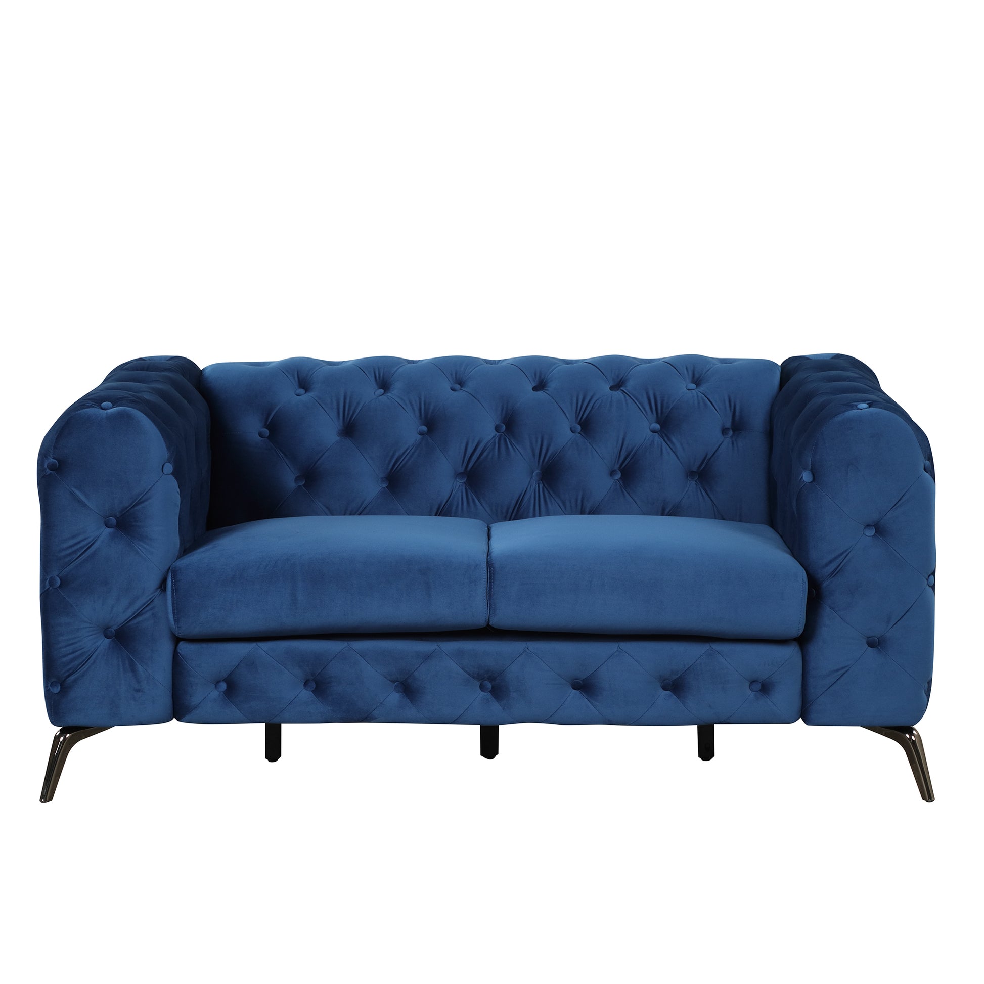 Modern 3 Piece Sofa Sets With Sturdy Metal Legs,Velvet Upholstered Couches Sets Including Three Seat Sofa, Loveseat And Single Chair For Living Room Furniture Set,Blue Blue Foam Velvet 6 Seat